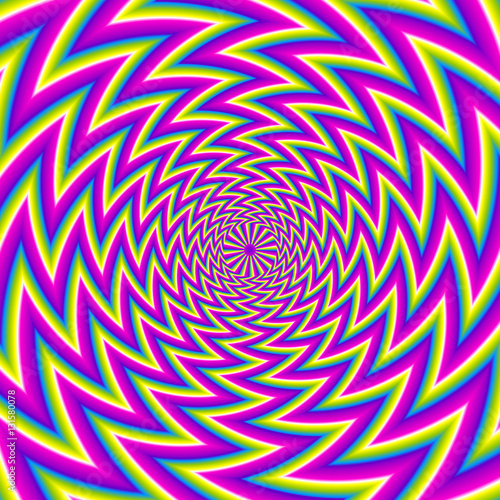 Iridescent zigzags. Spin illusion.