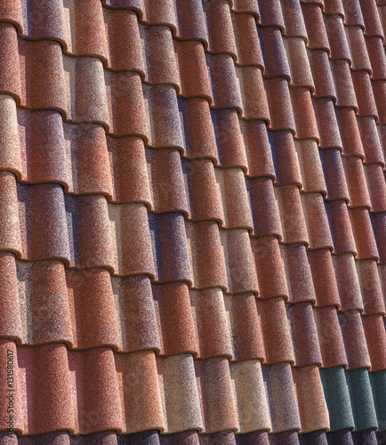Modern metal-tile roof, roofing colorful samples for advertising