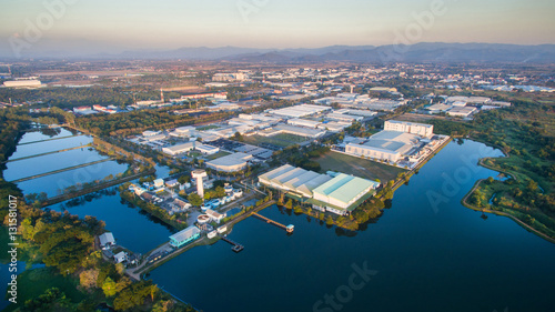 Aerial view of Industrial Estate northern thailand.
