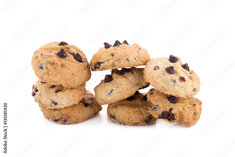 Chocolate chip cookies on white background. Chocolate chip cookies on white background.