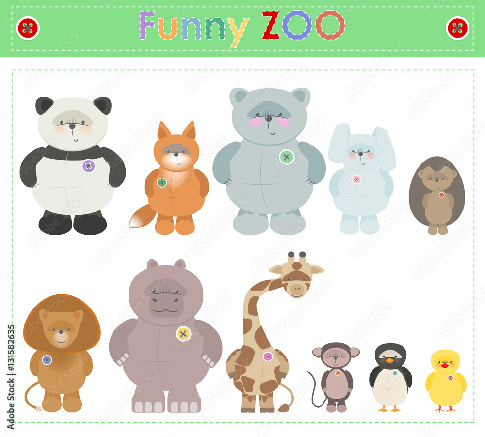Zoo Animals. Funny plush little animals. Vector cartoon Zoo Animals. Funny plush little animals. Vector cartoon