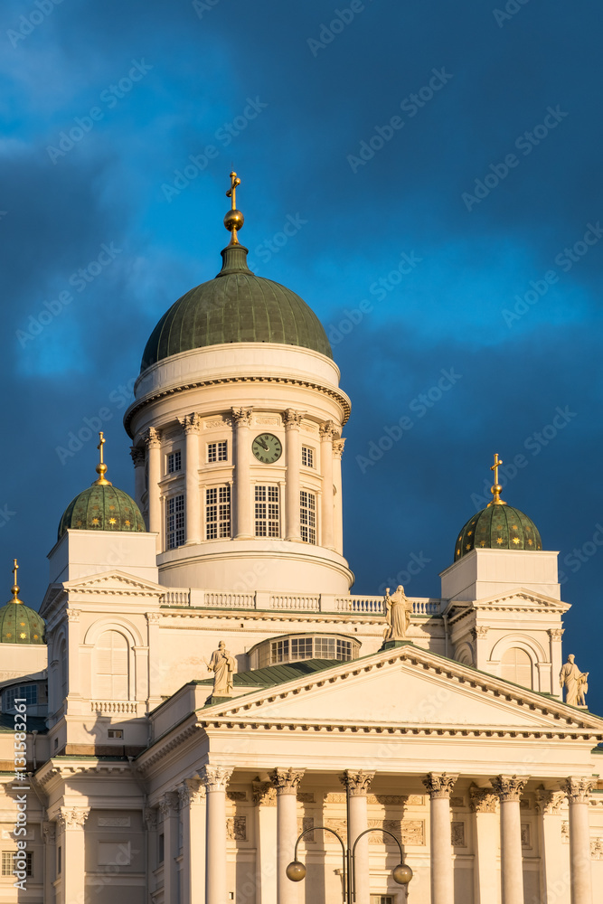 Cathedral at Senate Square in Helsinki Finland on a winter day