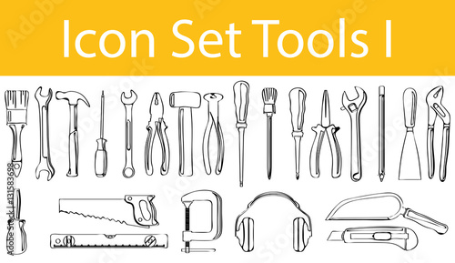 Drawn Doodle Lined Icon Set Tools I