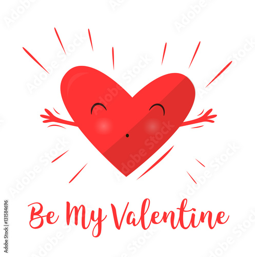 Hearts hugging and happy. Declaration of love. Happy Valentine's Day. Pretty heart. Vector illustration .