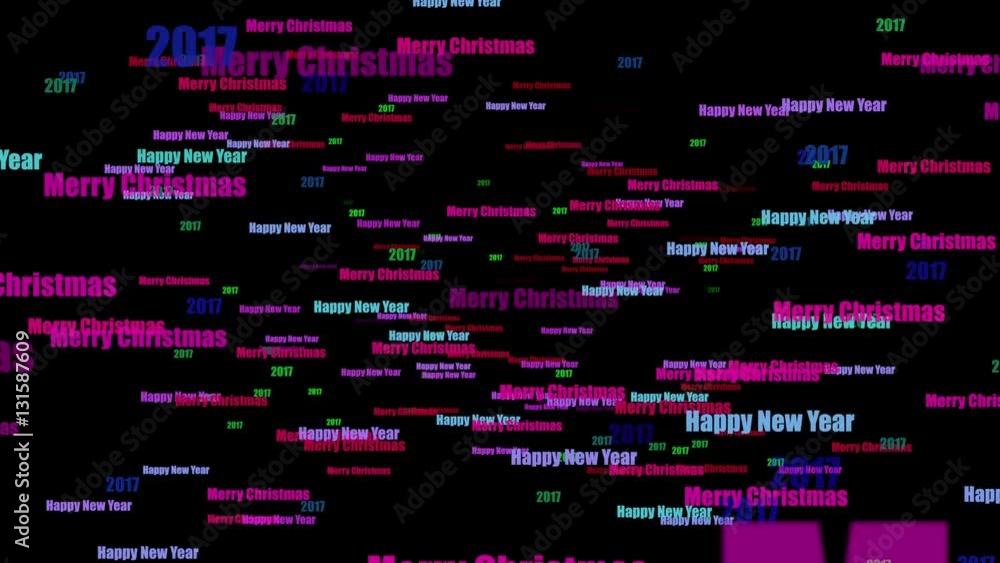 Happy New Year And Merry Christmas 2017 Text Animation 4K Loop Happy New Year And Merry Christmas 2017 Text Animation 4K Loop