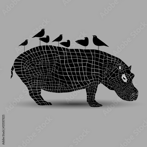 hippo vector hippopotamus animal mammal illustration cartoon