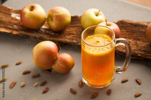 Healthy fresh just squeezed apple juice.