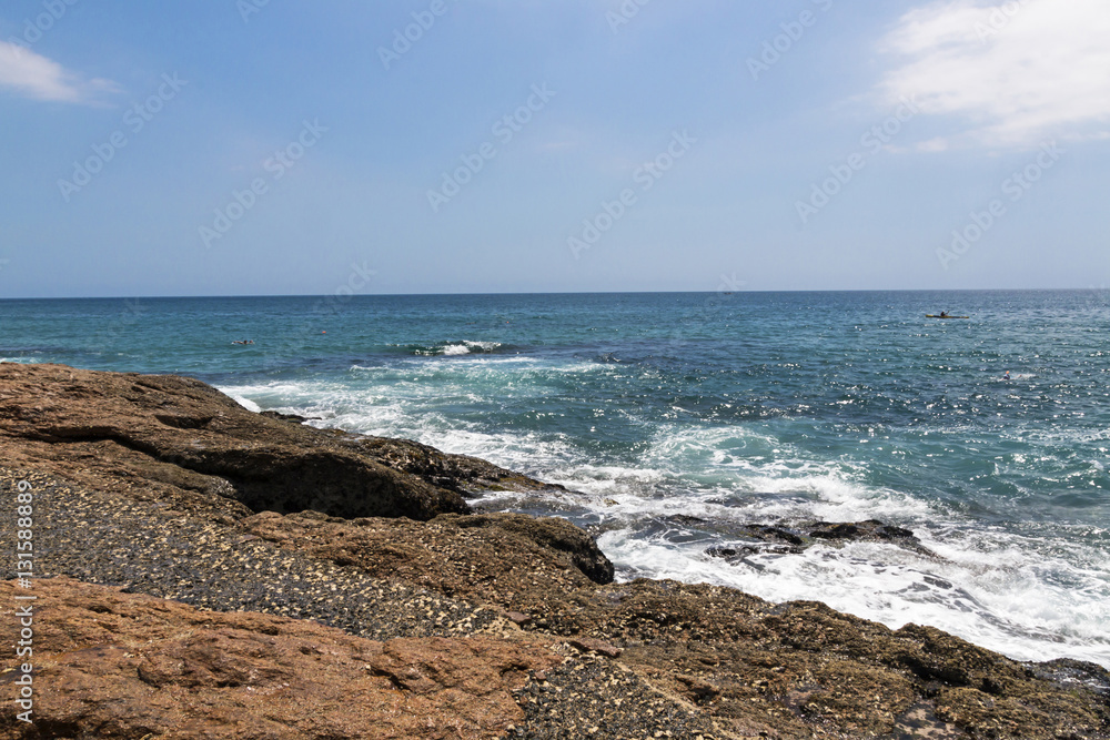  Rocky Shoreline Against Ocean Sky Coastal Landscape