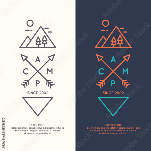 Conceptual vector illustration for web, a hike in the woods and