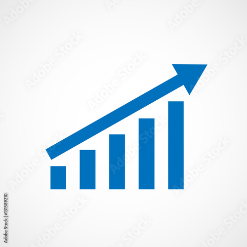 Growing bar graph icon. Vector illustration.