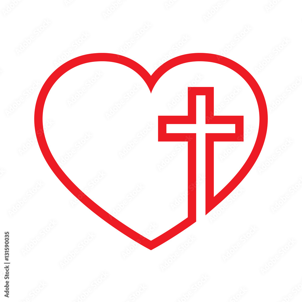Heart with Christian cross inside. Vector illustration. Heart with Christian cross inside. Vector illustration.