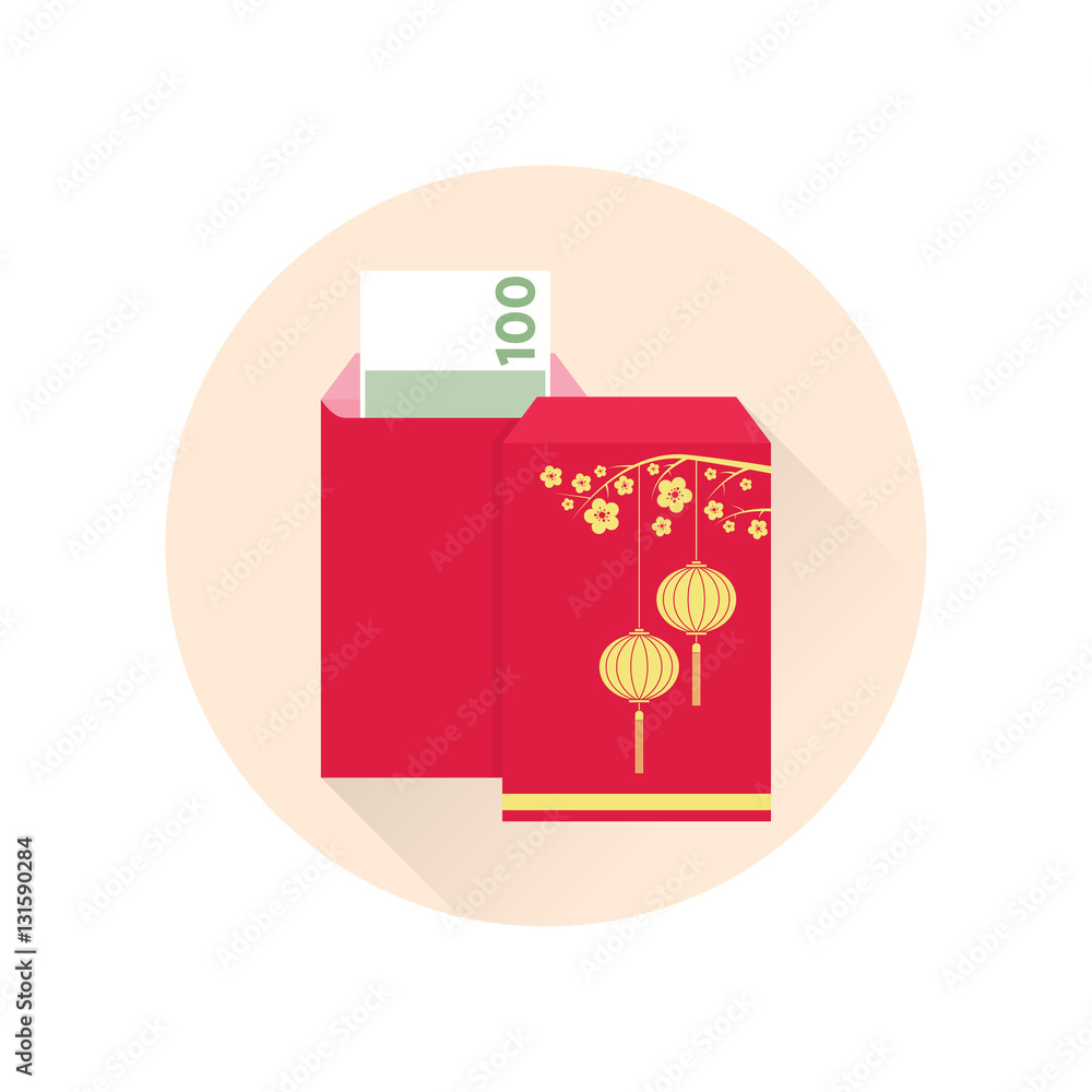 Chinese New Year red envelope flat icon. Chinese New Year red envelope flat icon.