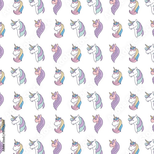 drawing cute set unicorns icon vector illustration design