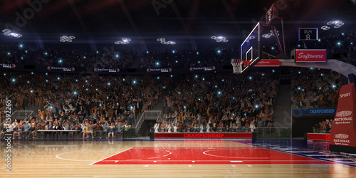 Basketball court with people fan. Sport arena.Photoreal 3d rende © Anna Stakhiv