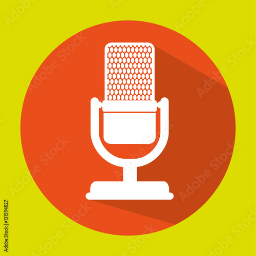 microphone orange background speak talk audio vector illustration