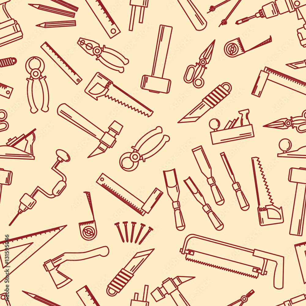 Seamless set of hand tools for productive work. Vector illustration. Seamless set of hand tools for productive work. Vector illustration.