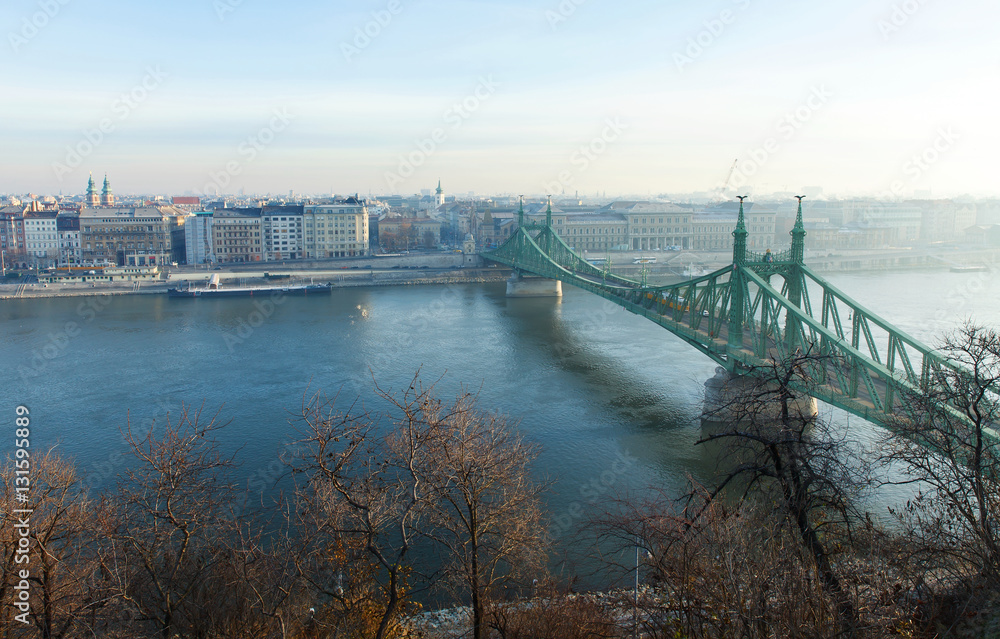 Morning view in Budapest from Gellert Hill