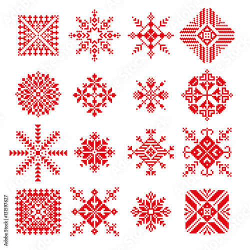 Vector snowflake in embroidery russian style