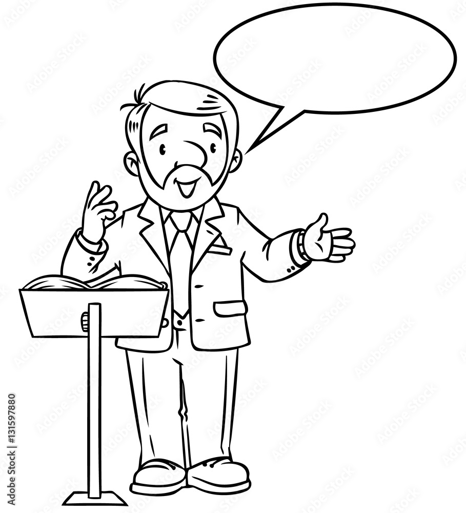 Funny univercity lector. With balloon for text