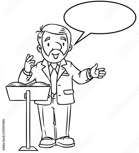 Funny univercity lector. With balloon for text