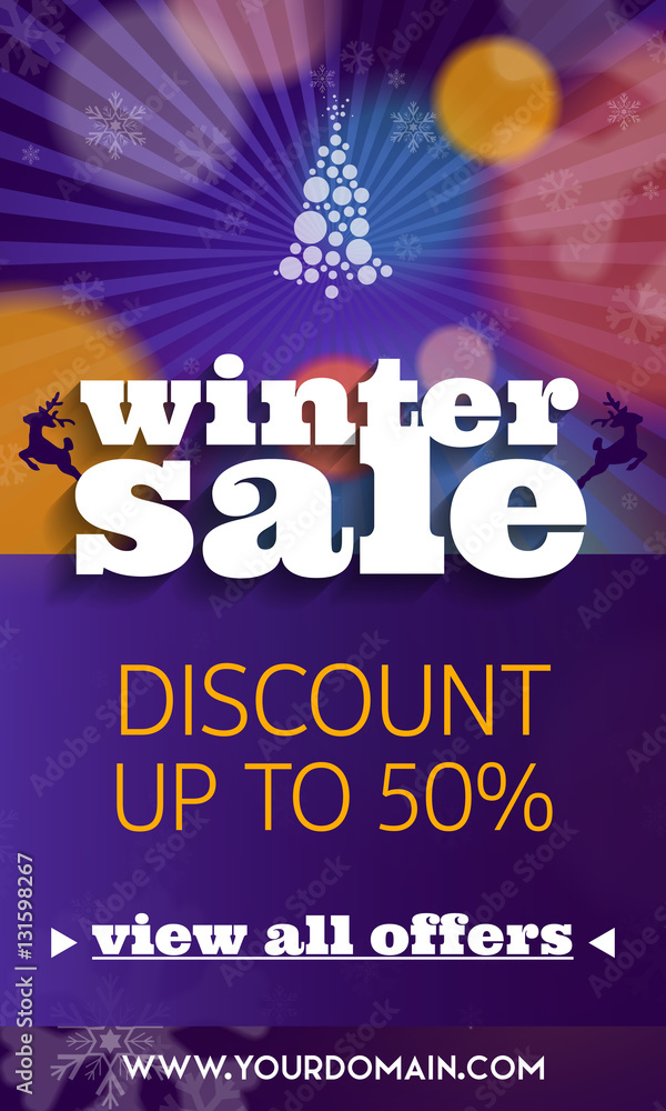 Winter sale colorful banner with discount and special offer