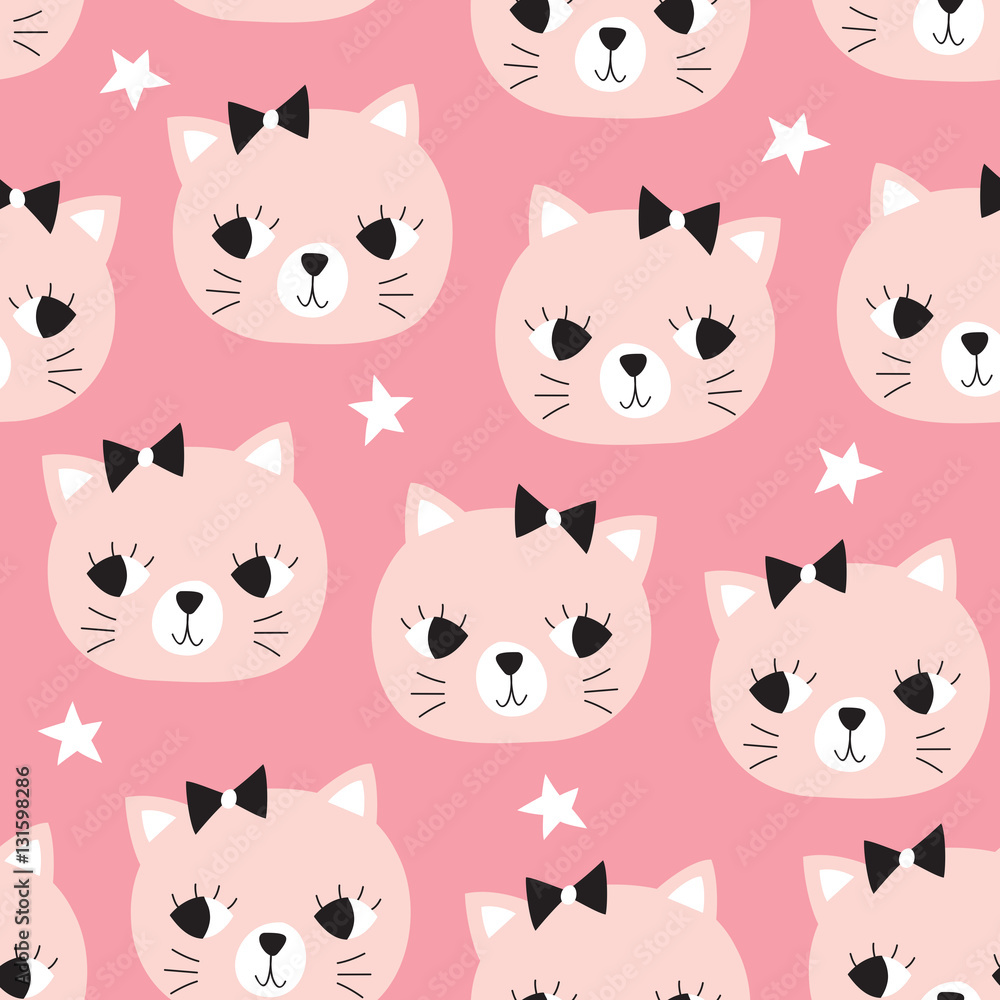 seamless cute cat pattern vector illustration seamless cute cat pattern vector illustration
