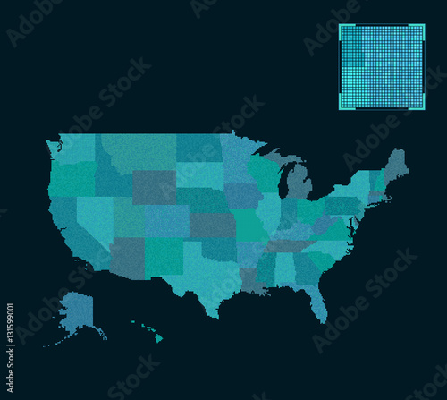 Dot Matrix Vector United States Map - One State-One layer - Detailed EPS10 vector