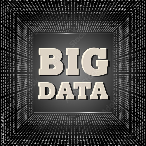 Vector abstract background with binary code and the words big da