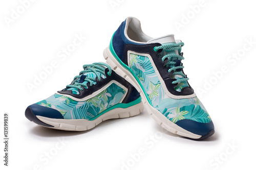 Sport colorful sneakers on white background