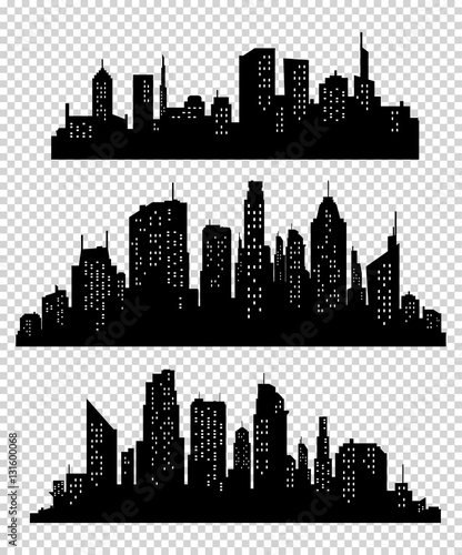 Set of vector cities silhouette
