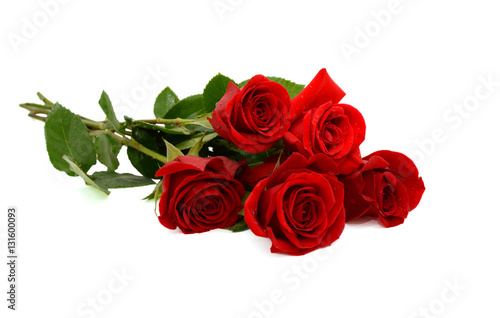 red rose bouquet isolated on white background