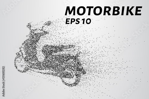 The motorbike of the particles. The motorbike breaks down into small circles and dots