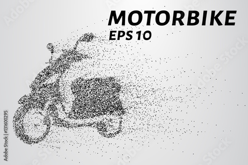 The motorbike of the particles. The motorbike breaks down into small circles and dots