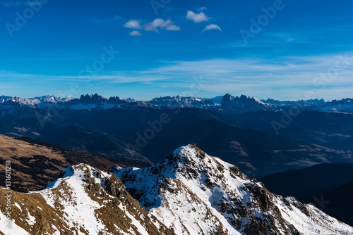 Blick vom Kassianspitz auf Dolomiten