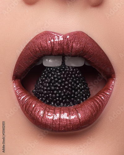 Very nice brown lips on a white background.