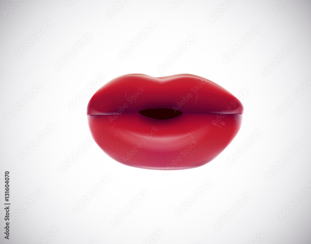 Sexy woman mouth with red lipstick make up. Woman's lips close u