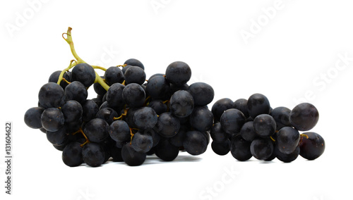 bunch of black grapes isolated on white background