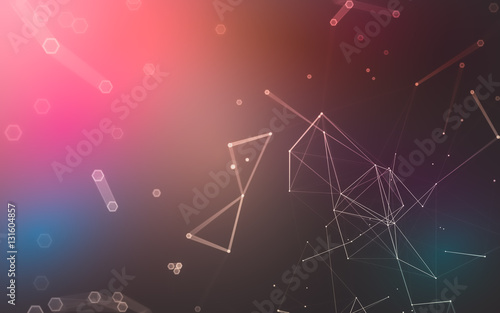 Abstract polygonal space low poly dark background  3d rendering