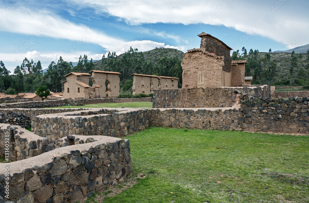 Ruin of the Temple of Wiracocha Raqchi. Temple of Viracocha at Chacha - Peru, South America