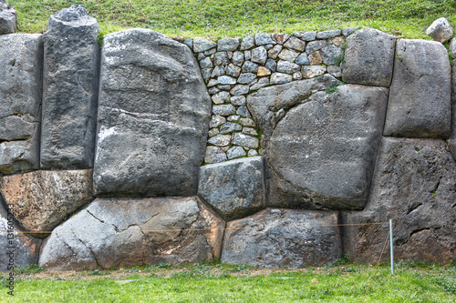 Ancient Inca fortress Saksaywaman near Cusco in Sacred Valley, Peru. (since 1983 was added as part of the city of Cusco to the UNESCO World Heritage List) photo