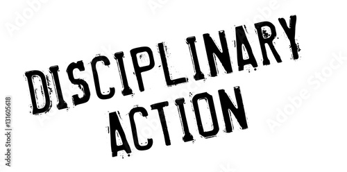 Disciplinary Action rubber stamp. Grunge design with dust scratches. Effects can be easily removed for a clean, crisp look. Color is easily changed.