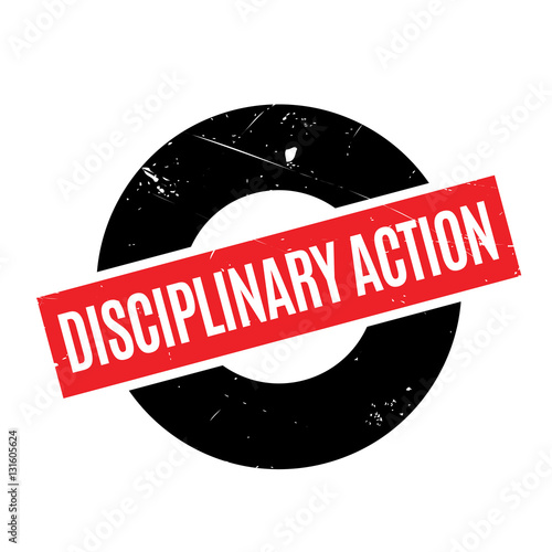 Disciplinary Action rubber stamp. Grunge design with dust scratches. Effects can be easily removed for a clean, crisp look. Color is easily changed.