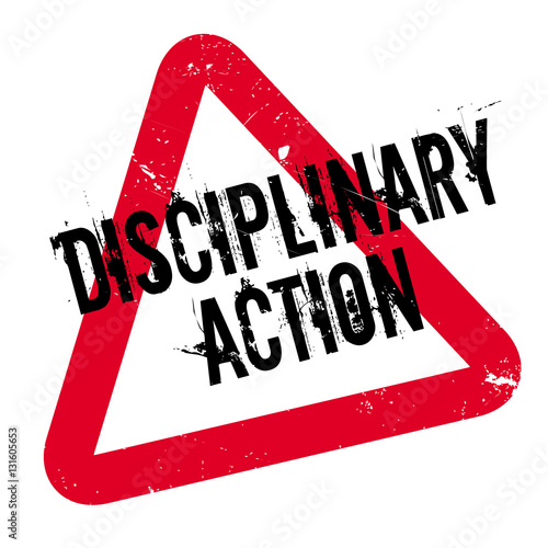 Disciplinary Action rubber stamp. Grunge design with dust scratches. Effects can be easily removed for a clean, crisp look. Color is easily changed.