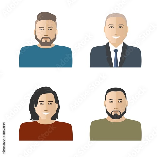 Men icons. Four different images of men. Can be used for the websites, blogs and forums. Vector illustration.