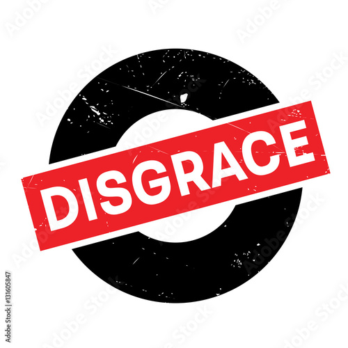 Disgrace rubber stamp. Grunge design with dust scratches. Effects can be easily removed for a clean, crisp look. Color is easily changed.