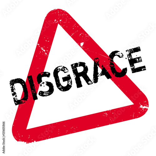 Disgrace rubber stamp. Grunge design with dust scratches. Effects can be easily removed for a clean, crisp look. Color is easily changed.