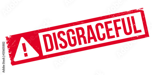 Disgraceful rubber stamp. Grunge design with dust scratches. Effects can be easily removed for a clean, crisp look. Color is easily changed.