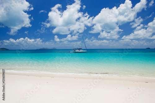 Beautiful blue water of Whitehaven Beach in the Whitsundays © Darren