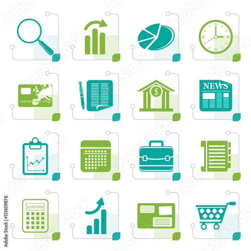 Stylized Business and Office Internet Icons - Vector Icon Set 3