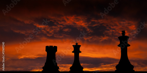 Εκτύπωση καμβά Chess checkmate over sunset background